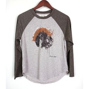 Sheryl Crow Wild Horses Raglan Tee Soft Stretch Size Earthy Brown XS